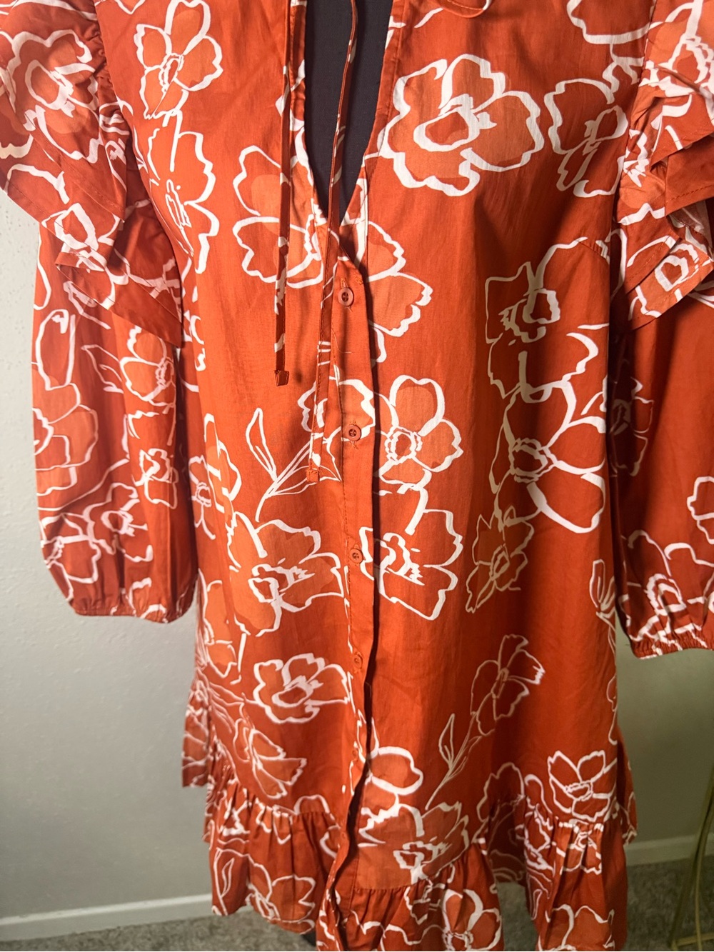 Sugarlips Sammy Marmalade Ruffle Drop Waist Floral Dress Size L NWT Cotton - Picture 4 of 11